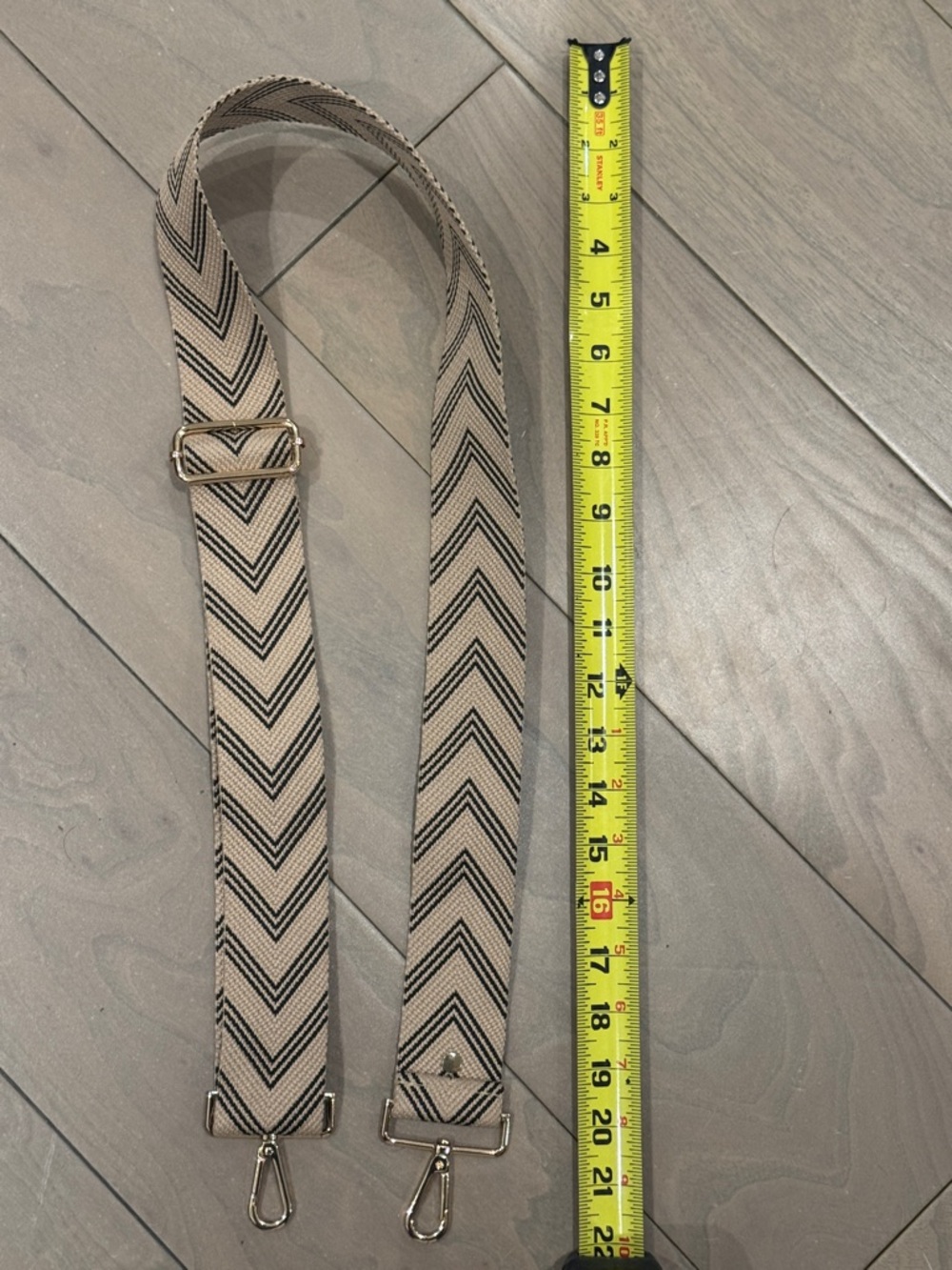Adjustable Chevron Strap in Beige and Black